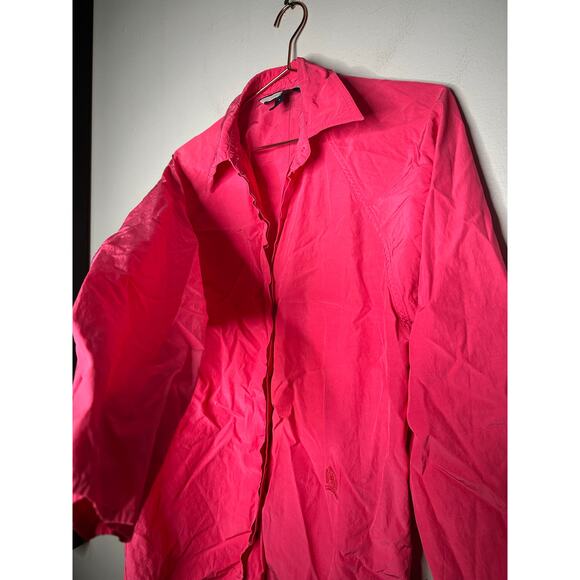 TOMMY HILFIGER Pink Button Front Silk Collared Neckline Explorer Shirt Size 34 - Picture 6 of 13